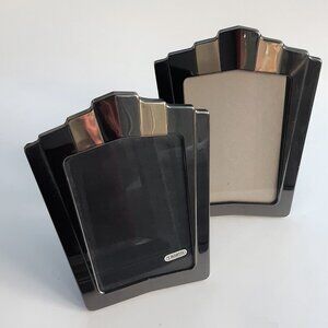 Photo Frames Hollywood Regency Style 1970-80s Mixed Metal Lacquered Velvet Backi